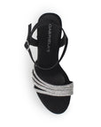 Zapatillas Negro Plata Dama Punta Abierta Elegante Tiras Brillos Moda 2630083