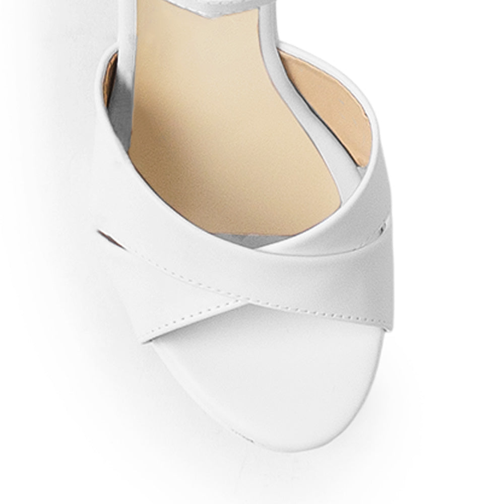 Zapatillas Blanco Mujer Tiras Cruzadas Elegante Pulsera Moda 2630086