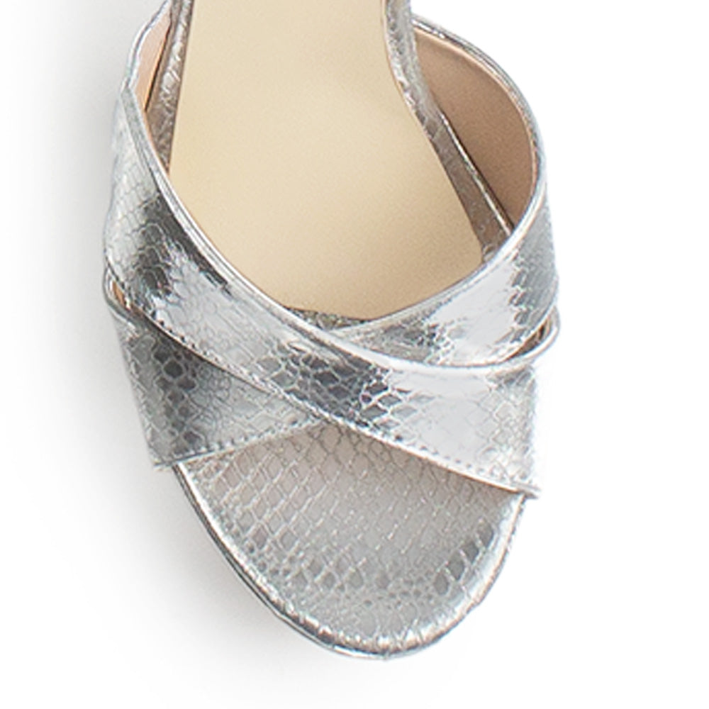 Zapatillas Plata Mujer Tiras Cruzadas Elegante Pulsera Moda 2630087