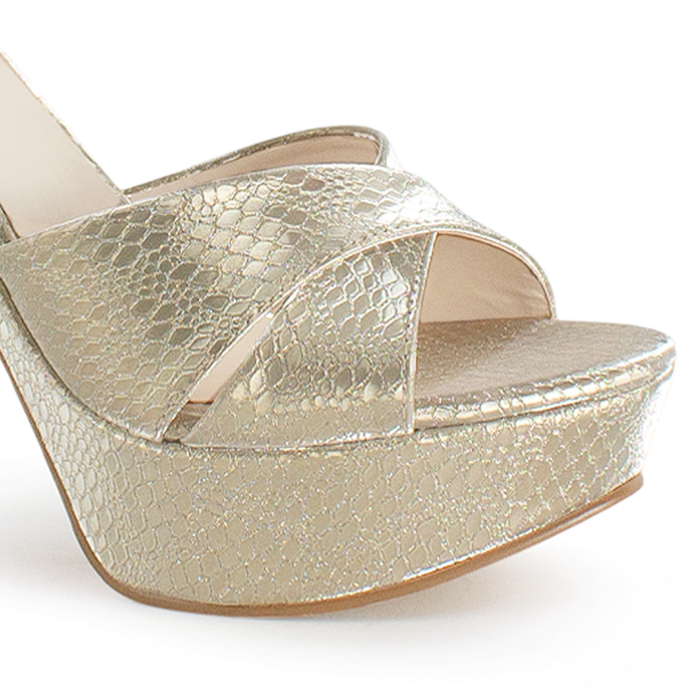Zapatillas Oro Mujer Tiras Cruzadas Elegante Pulsera Moda 2630088