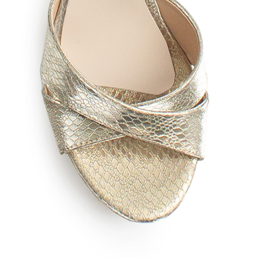 Zapatillas Oro Mujer Tiras Cruzadas Elegante Pulsera Moda 2630088