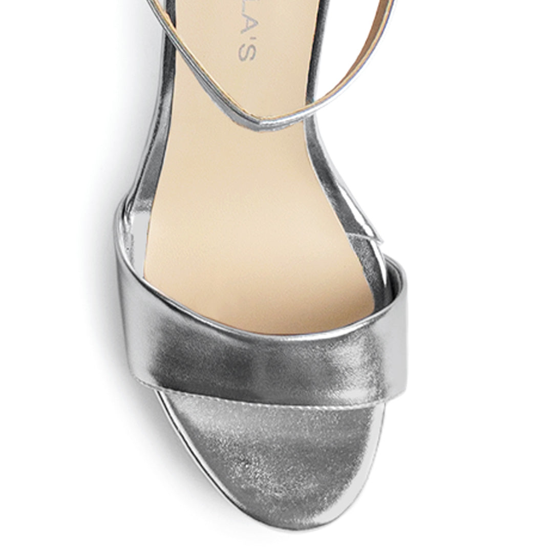 Zapatillas Plata Mujer Tacón Delgado Punta Abierta Casual Moda 2630091