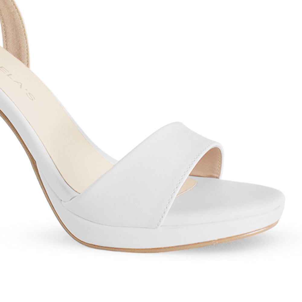 Zapatillas Blanco Mujer Tacón Delgado Punta Abierta Casual Moda 2630092