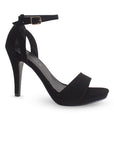 Zapatillas Negro Mujer Tacón Delgado Punta Abierta Casual Moda 2630093