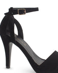 Zapatillas Negro Mujer Tacón Delgado Punta Abierta Casual Moda 2630093