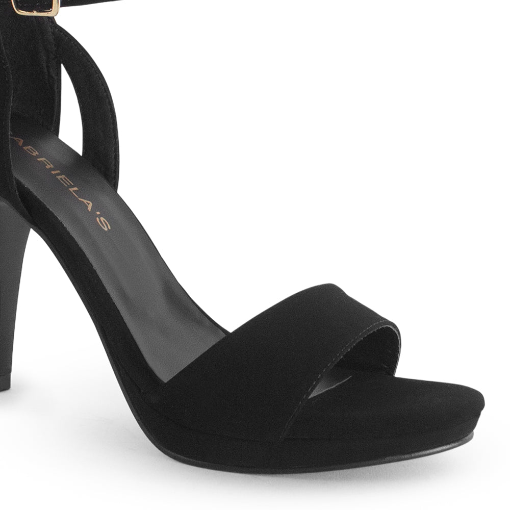 Zapatillas Negro Mujer Tacón Delgado Punta Abierta Casual Moda 2630093