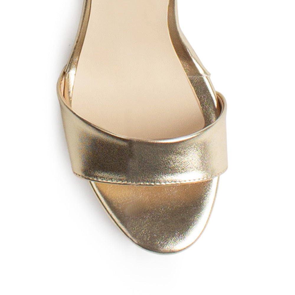 Zapatillas Oro Mujer Tacón Delgado Punta Abierta Casual Moda 2630095