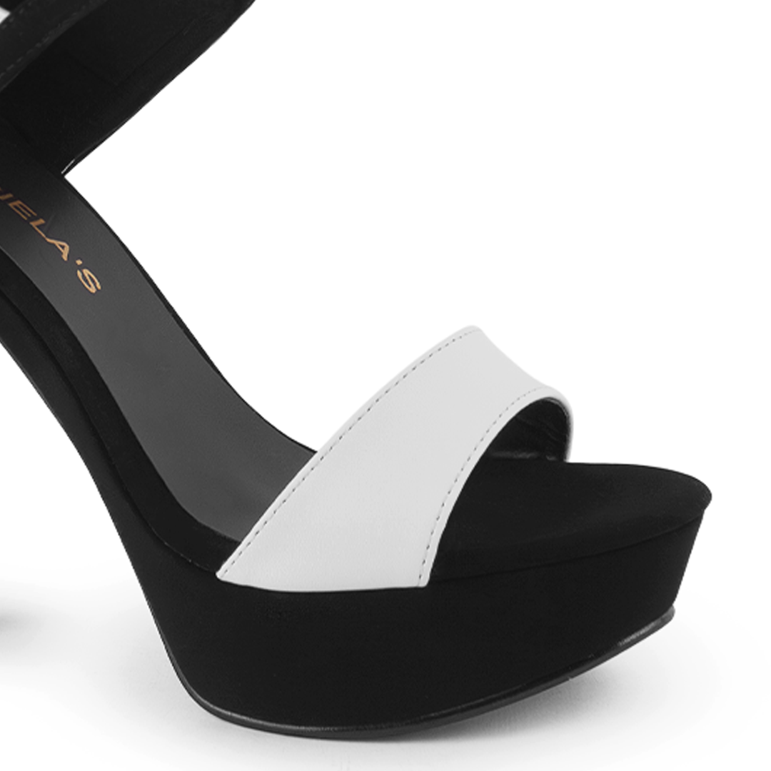 Zapatilla Negro/Beige Dama Punta Abierta Correa Cruzada Moda 2630096