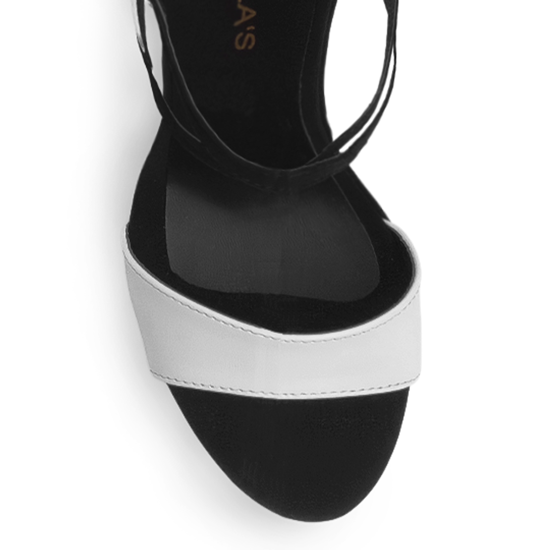 Zapatilla Negro/Beige Dama Punta Abierta Correa Cruzada Moda 2630096