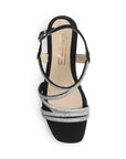 Zapatillas Negro Plata Mujer Tiras Brillos Tacón Grueso Estilo Elegante 3270316