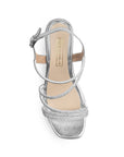 Zapatillas Plata Mujer Tiras Brillos Tacón Grueso Estilo Elegante 3270318