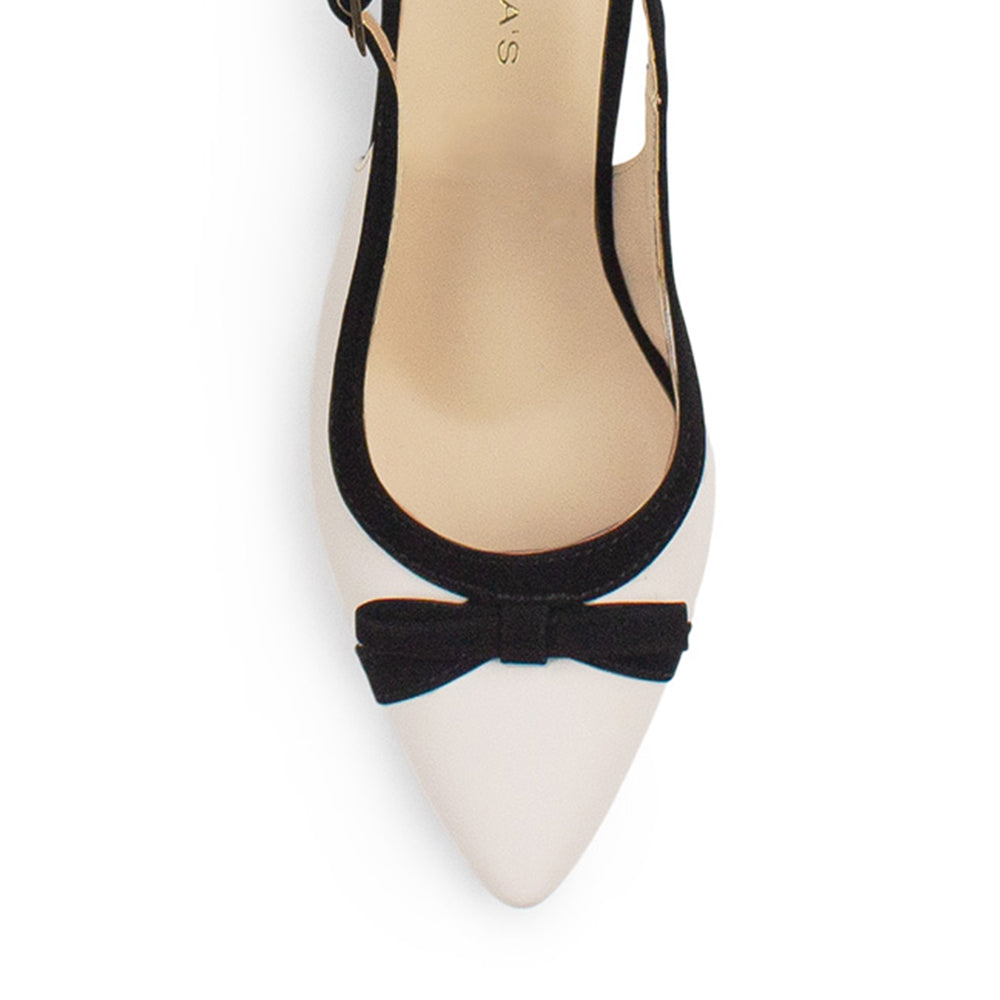 Zapatilla Beige Negro Moño Casual Mujer Puntal Tacon Bajo Destalonado 4220032