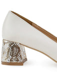 Zapatilla Beige Oro Tacon Ancho Bajo Casual Elegante Puntal Moda Mujer 4220034
