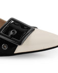 Zapatilla Beige Negro Tacon Ancho Bajo Casual Elegante Puntal Moda Mujer 4220036