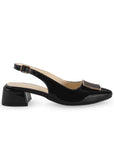 Zapatilla Negro Mujer Hebilla Destalonada Elegante Tacón Bajo Moda 4220045