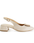 Zapatilla Beige Mujer Hebilla Destalonada Elegante Tacón Bajo Moda 4220046
