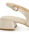 Zapatilla Beige Mujer Hebilla Destalonada Elegante Tacón Bajo Moda 4220046