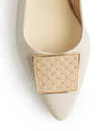 Zapatilla Beige Mujer Hebilla Destalonada Elegante Tacón Bajo Moda 4220046