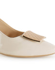 Zapatilla Beige Mujer Hebilla Destalonada Elegante Tacón Bajo Moda 4220046