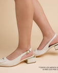 Zapatilla Beige Mujer Tacon Bajo Puntal Moda Elegante Casual 4220059