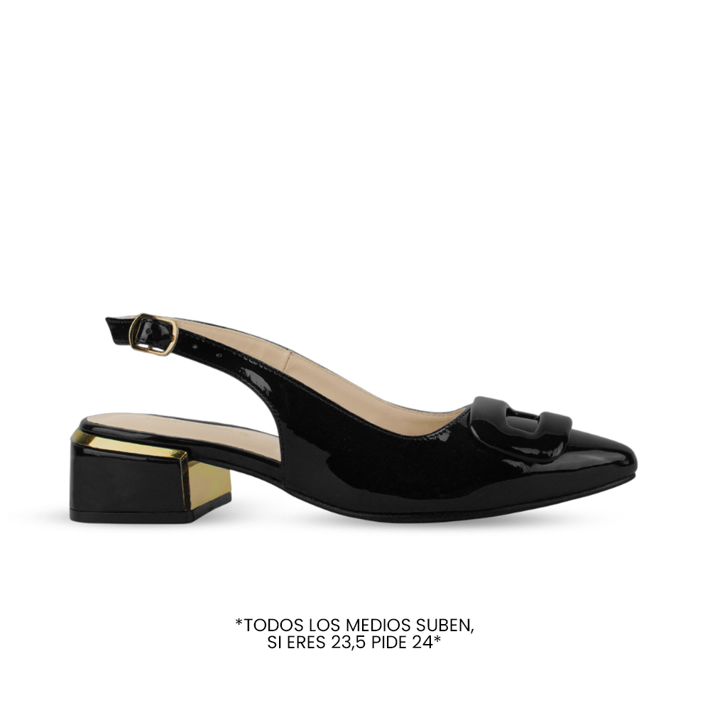 Zapatilla Negro Mujer Tacon Bajo Puntal Moda Elegante Casual 4220060