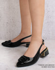 Zapatilla Negro Mujer Tacon Bajo Puntal Moda Elegante Casual 4220060