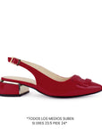 Zapatilla Rojo Mujer Tacon Bajo Puntal Moda Elegante Casual 4220061