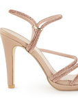 Zapatilla Maquillaje Oro Rosa Elegante Tiras Pedreria Tacon Fino Mujer Moda 4040674