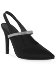 Zapatilla Negro Plata Stiletto Brillos Tacon Delgado Puntal Formal Moda 4040710