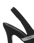 Zapatilla Negro Plata Stiletto Brillos Tacon Delgado Puntal Formal Moda 4040710