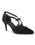 Zapatilla Negro Dama Tacon Delgado Moño Puntal Stiletto Moda Mujer 4040743