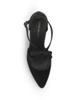 Zapatilla Negro Dama Tacon Delgado Moño Puntal Stiletto Moda Mujer 4040743