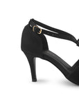 Zapatilla Negro Dama Tacon Delgado Moño Puntal Stiletto Moda Mujer 4040743