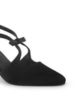 Zapatilla Negro Dama Tacon Delgado Moño Puntal Stiletto Moda Mujer 4040743