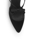 Zapatilla Negro Dama Tacon Delgado Moño Puntal Stiletto Moda Mujer 4040743