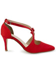 Zapatilla Rojo Dama Tacon Delgado Moño Puntal Stiletto Moda Mujer 4040744