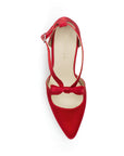 Zapatilla Rojo Dama Tacon Delgado Moño Puntal Stiletto Moda Mujer 4040744
