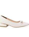 Zapatilla Beige Mujer Formal Tacon Bajo Herraje Moda Casual 4040751