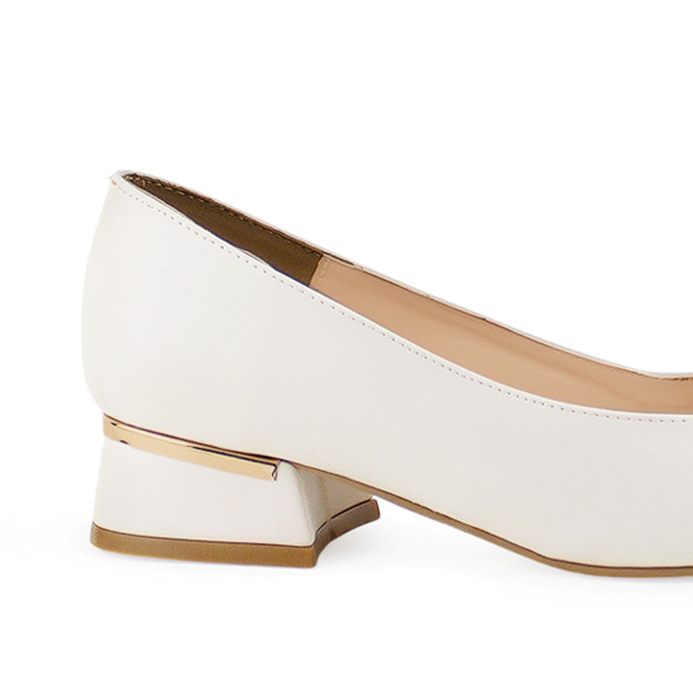 Zapatilla Beige Mujer Formal Tacon Bajo Herraje Moda Casual 4040751