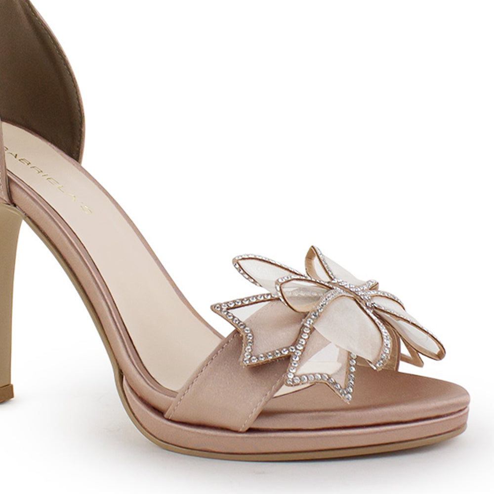 Zapatilla Maquillaje Moda Mujer Moño Brillos Tacon Delgado Elegante Casual 4040757