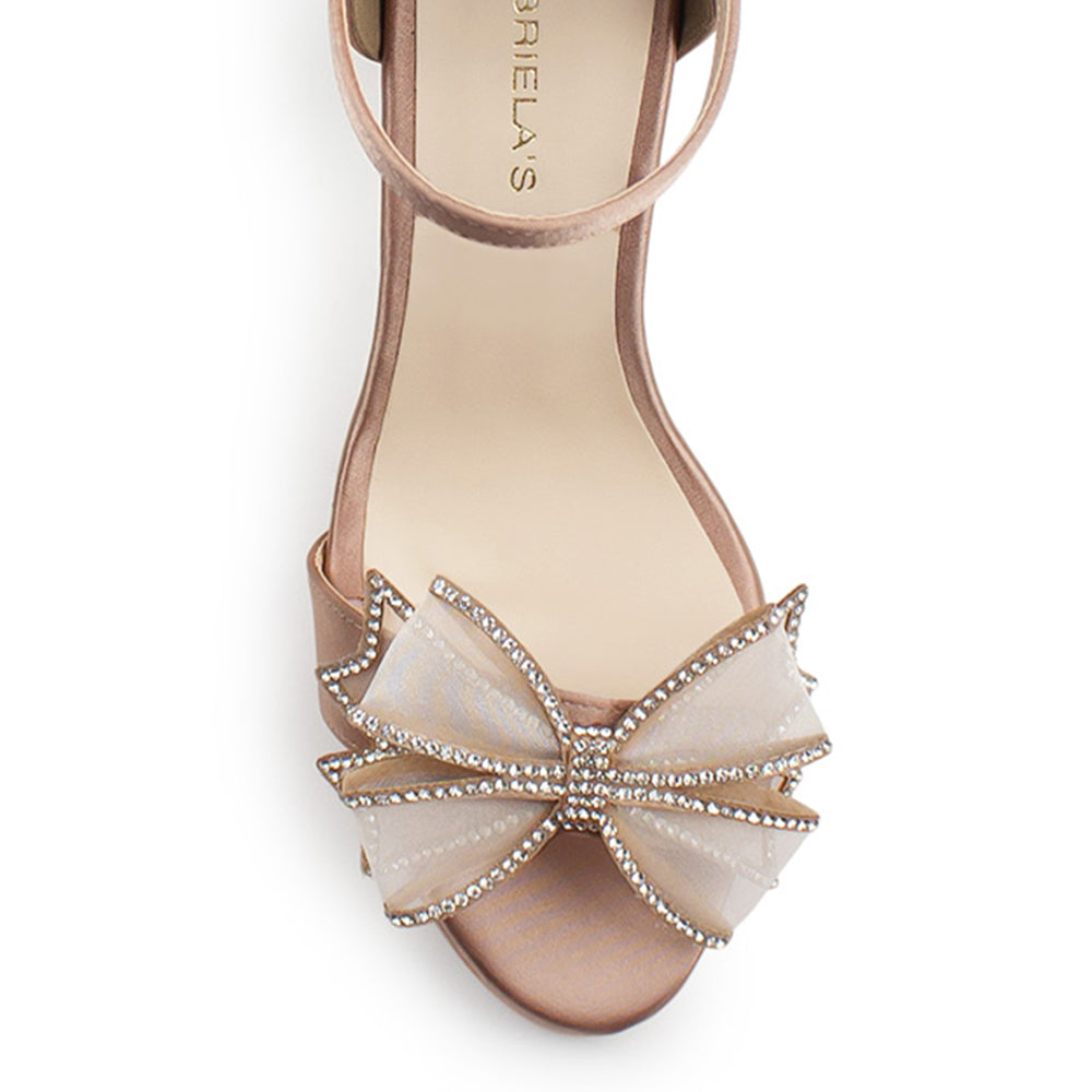 Zapatilla Maquillaje Moda Mujer Moño Brillos Tacon Delgado Elegante Casual 4040757