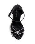 Zapatilla Negro Moda Mujer Moño Brillos Tacon Delgado Elegante Casual 4040763