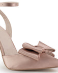 Zapatillas Maquillaje De Mujer Con Moño Correa Al Tobillo Tacon Alto 4040765