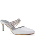 Zapatilla Plata Tacon Delgado Tiras Brillos Moda Puntal Elegante 4040775