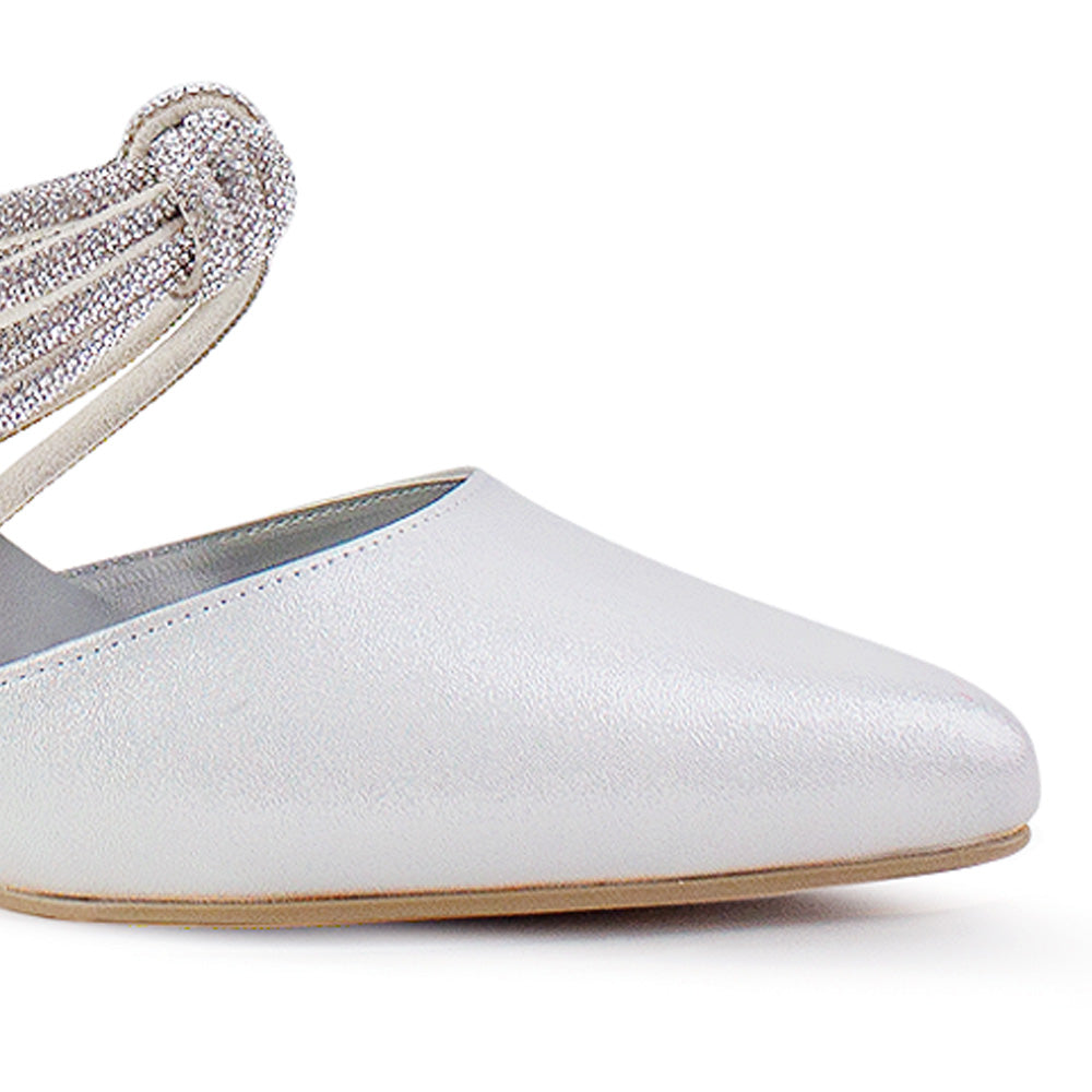 Zapatilla Plata Tacon Delgado Tiras Brillos Moda Puntal Elegante 4040775
