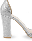 Zapatilla Plata Mujer Tacón Ancho Punta Abierta Dama Básico 4040780