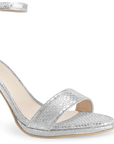 Zapatilla Plata Mujer Tacón Ancho Punta Abierta Dama Básico 4040780
