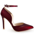 Zapatilla Vino Mujer Estilo Puntal Elegante Tacón Delgado Pulsera 4040784