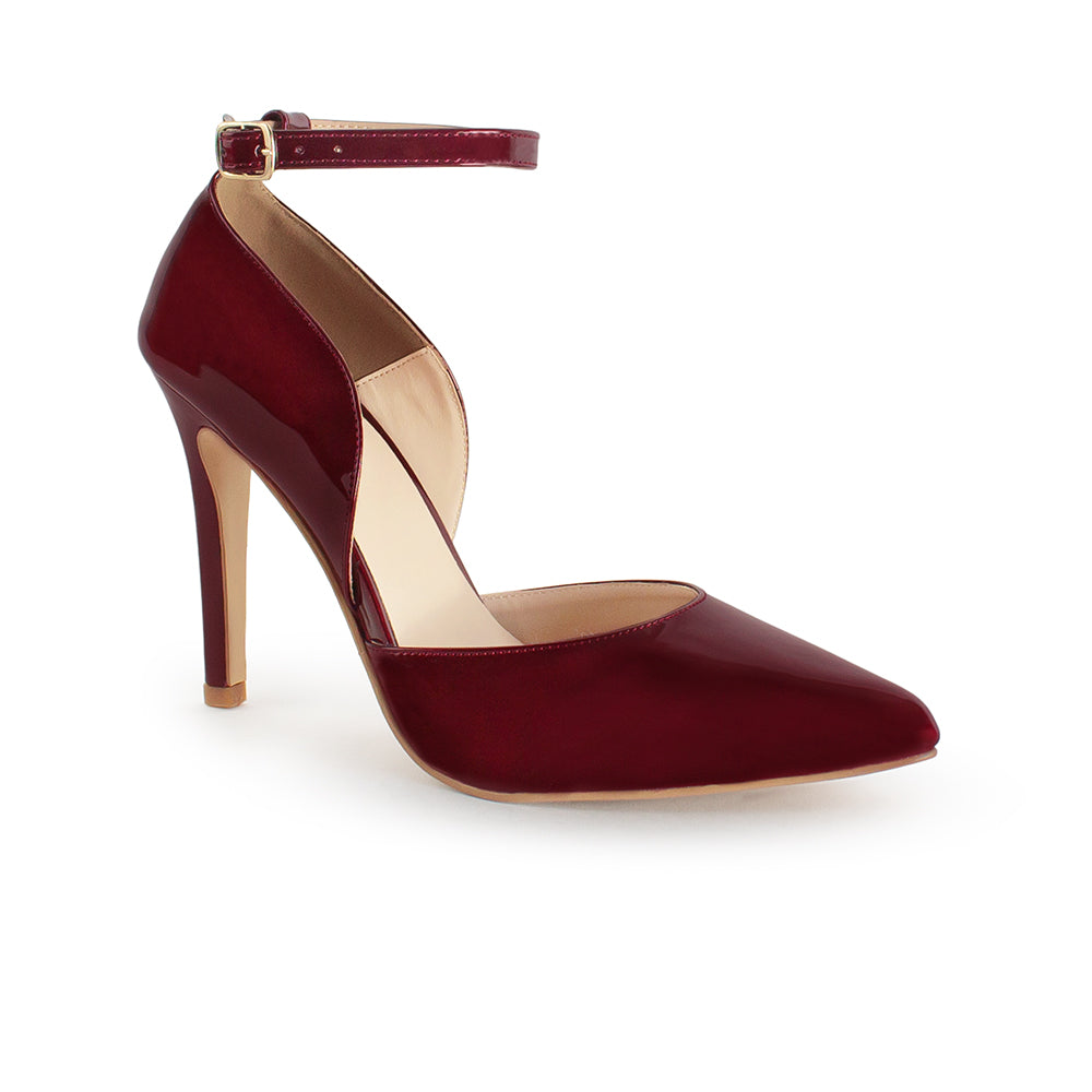 Zapatilla Vino Mujer Estilo Puntal Elegante Tacón Delgado Pulsera 4040784
