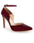 Zapatilla Vino Mujer Estilo Puntal Elegante Tacón Delgado Pulsera 4040784